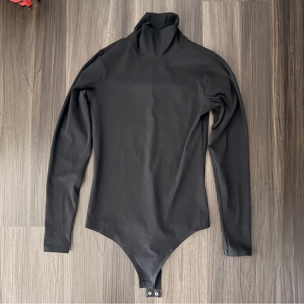 SPANX Black Ribbed Turtleneck Bodysuit
